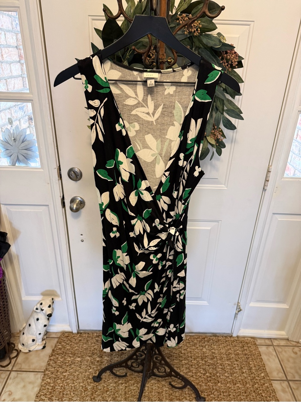 A New Day Floral Print V Neck Sleeveless Midi Wrap Dress S